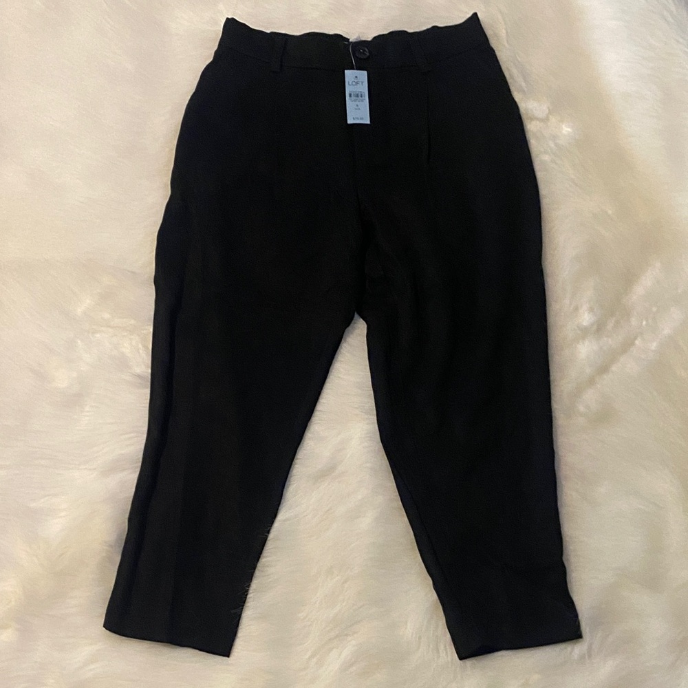 LOFT Black Cropped Straight-Leg Jeans